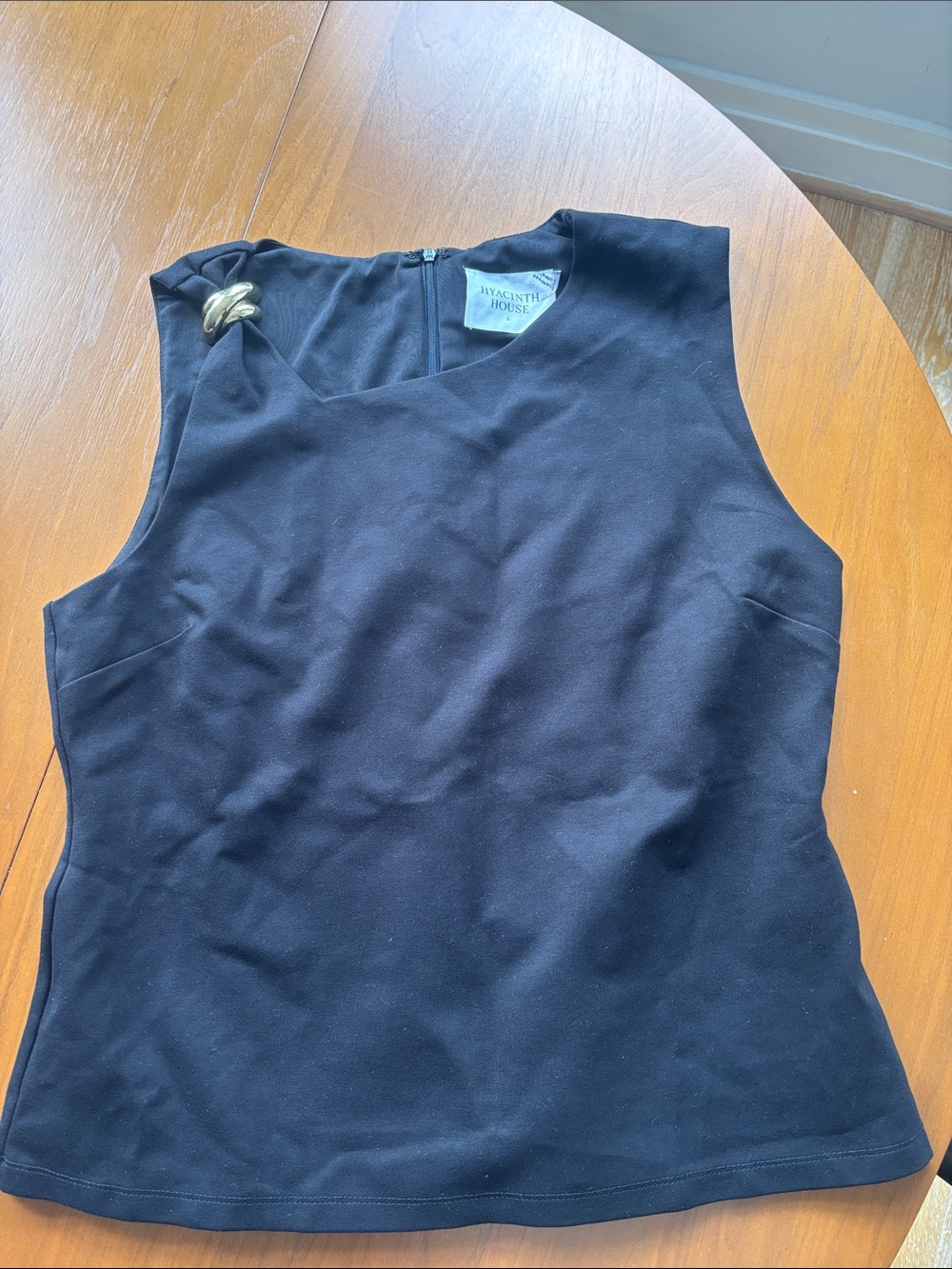Hyacinth House Black Sleeveless Knot-Accent Women's Top